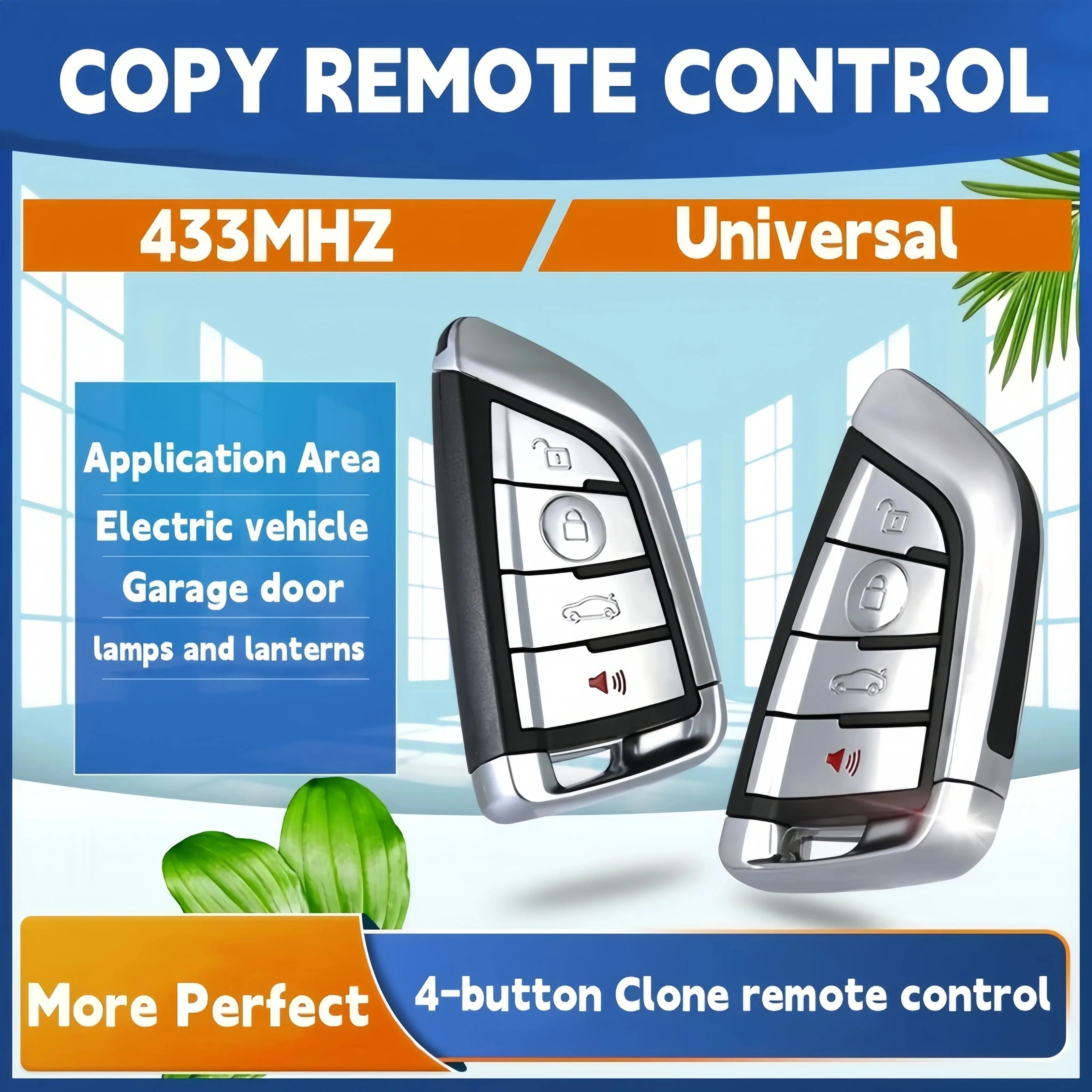 433MHZ Copy Remote Control 4 Channe Code Garage Gate Door Opener Remote Control Duplicator Cloning Code Car Key