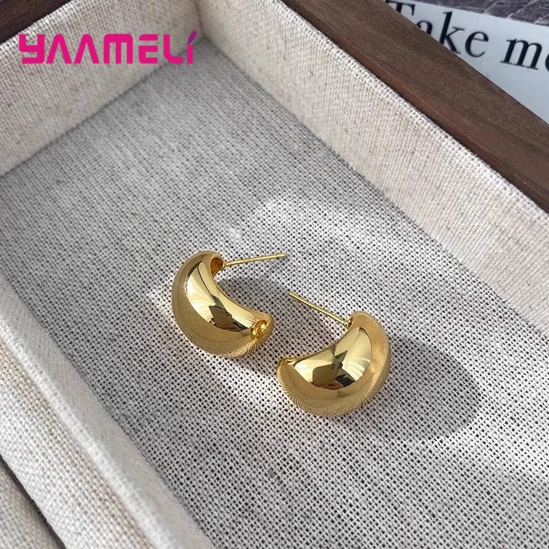 2025 últimos pendientes de tuerca de moda para mujer colgante de gota de agua Simple Plata de Ley 925 Punk Hip Hop oreja de Metal regalo de joyería de moda