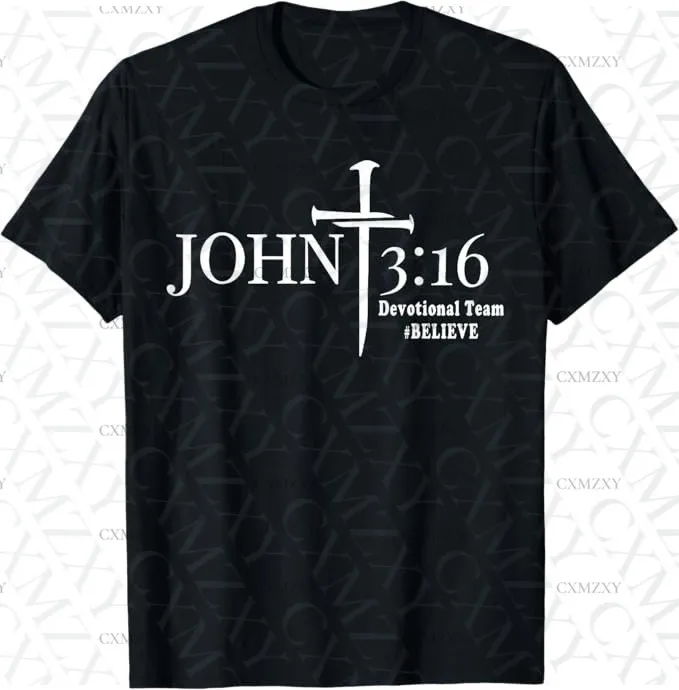 

John 3 16 Devotional Team God Christian 100% Cotton Short sleeved T-shirt
