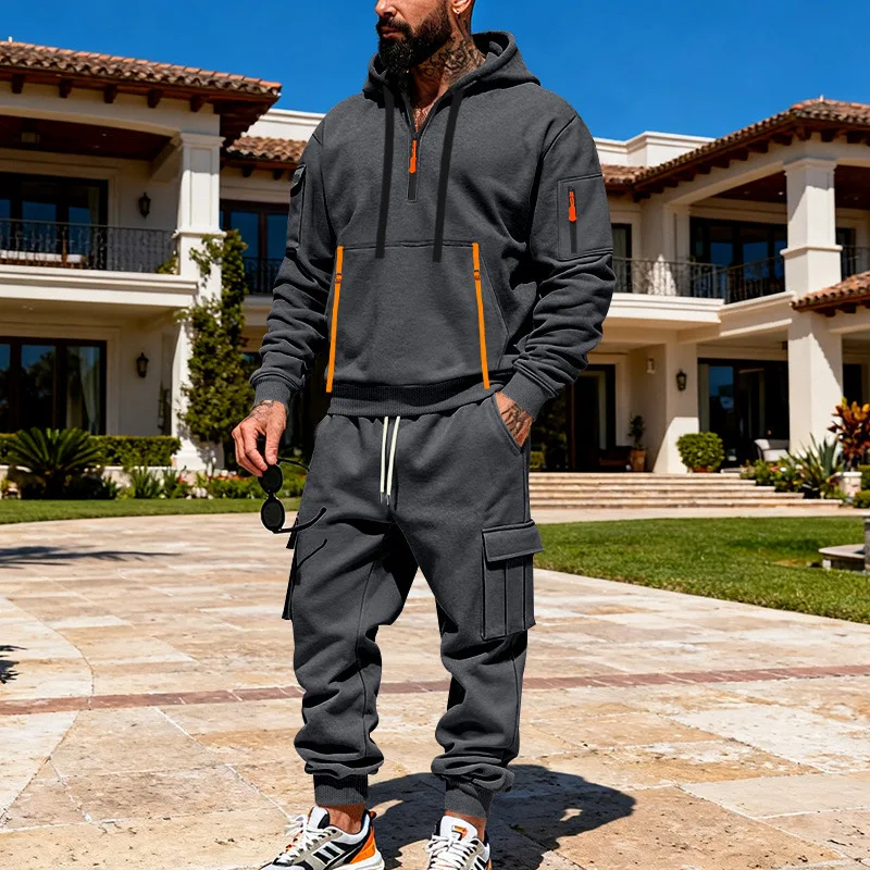 بدلة شتوية مخملية ثقيلة للرجال فضفاضة غير رسمية بأدوات رياضية شتوية عبر الحدود