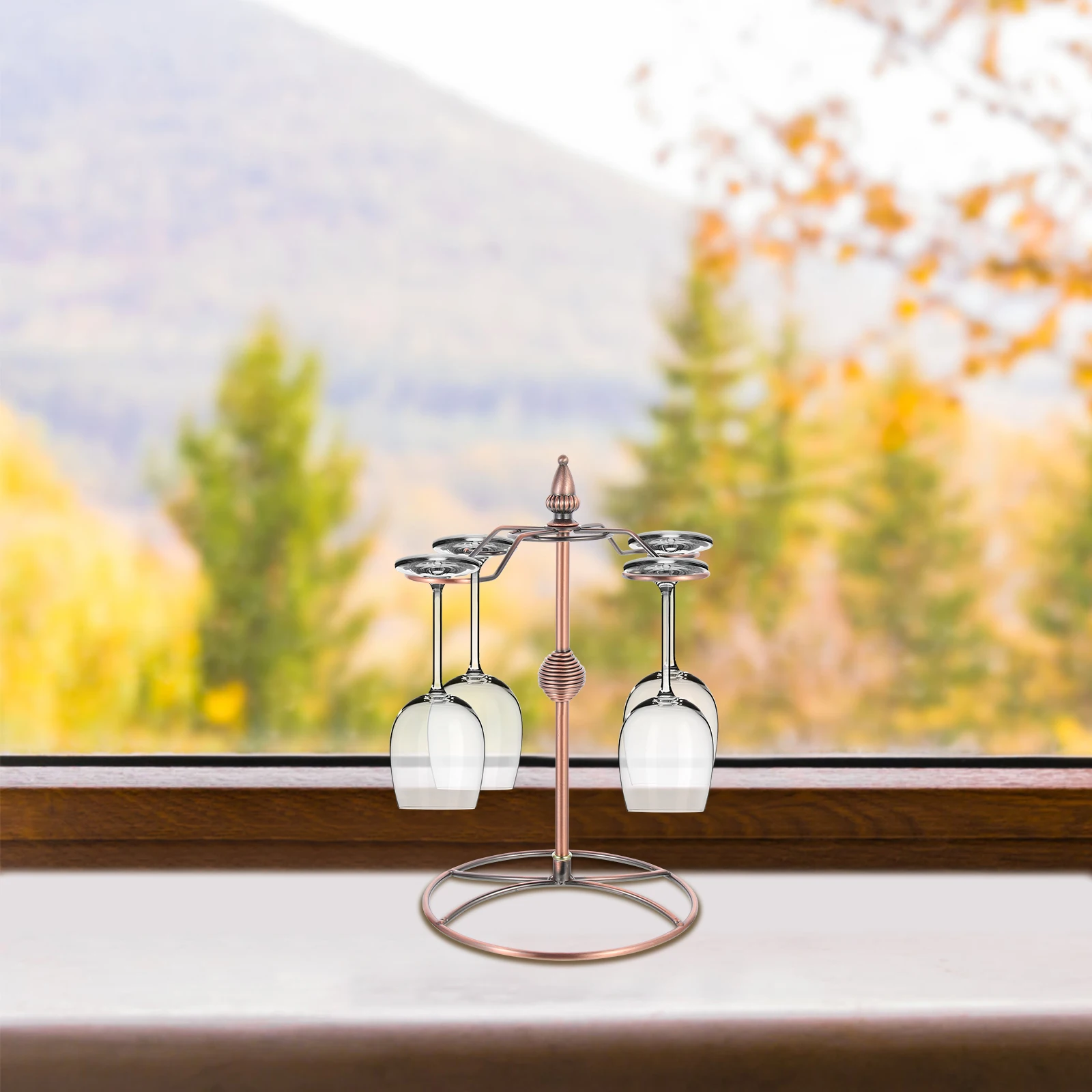 

Sturdy Iron Wine Glass Upright Tabletop Goblet Holder Cup Storage Hanger For Home Bar Café Glass Display Organizer