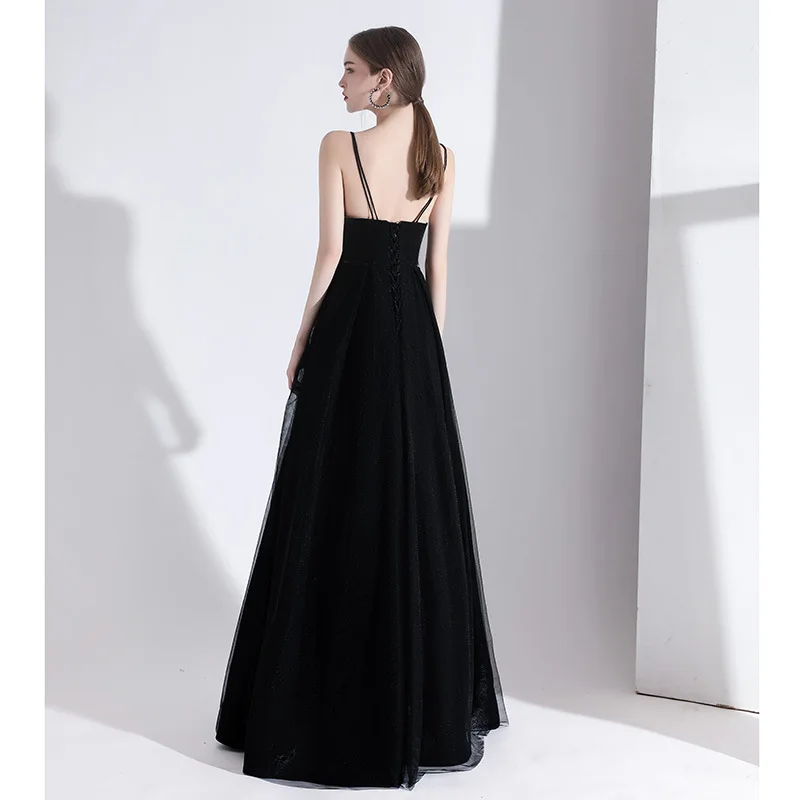 NBFENFA-Vestidos de Noche de banquete para mujer, vestido largo con tirantes negros, falda Sexy y elegante, para uso diario, novedad de 2024