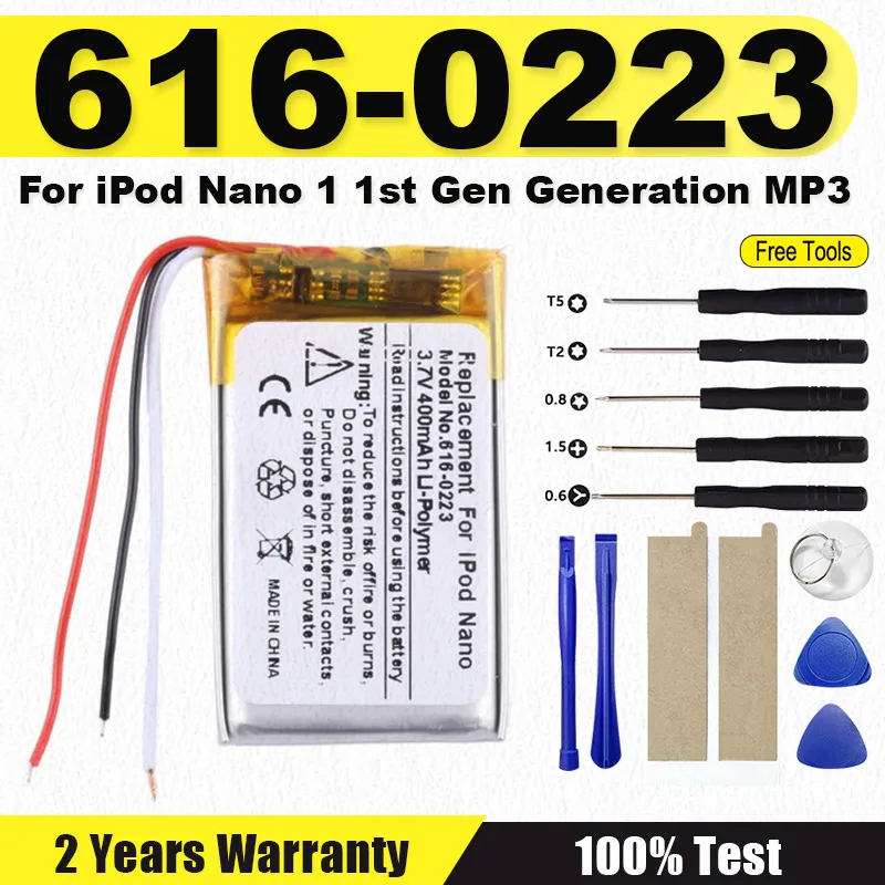 

New 616-0224 Battery 616-0223 For iPod Nano 1 1st Gen Generation MP3 Rechargeable Nano1 616-0223 Batteries + Tools
