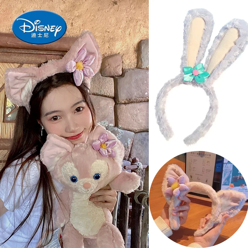 Disney Linabell Stellalou Hair Hoop Cartoon Plush Headband Face Wash and Make Up Anti-Slip Playground Hair Accessories Cute Gift