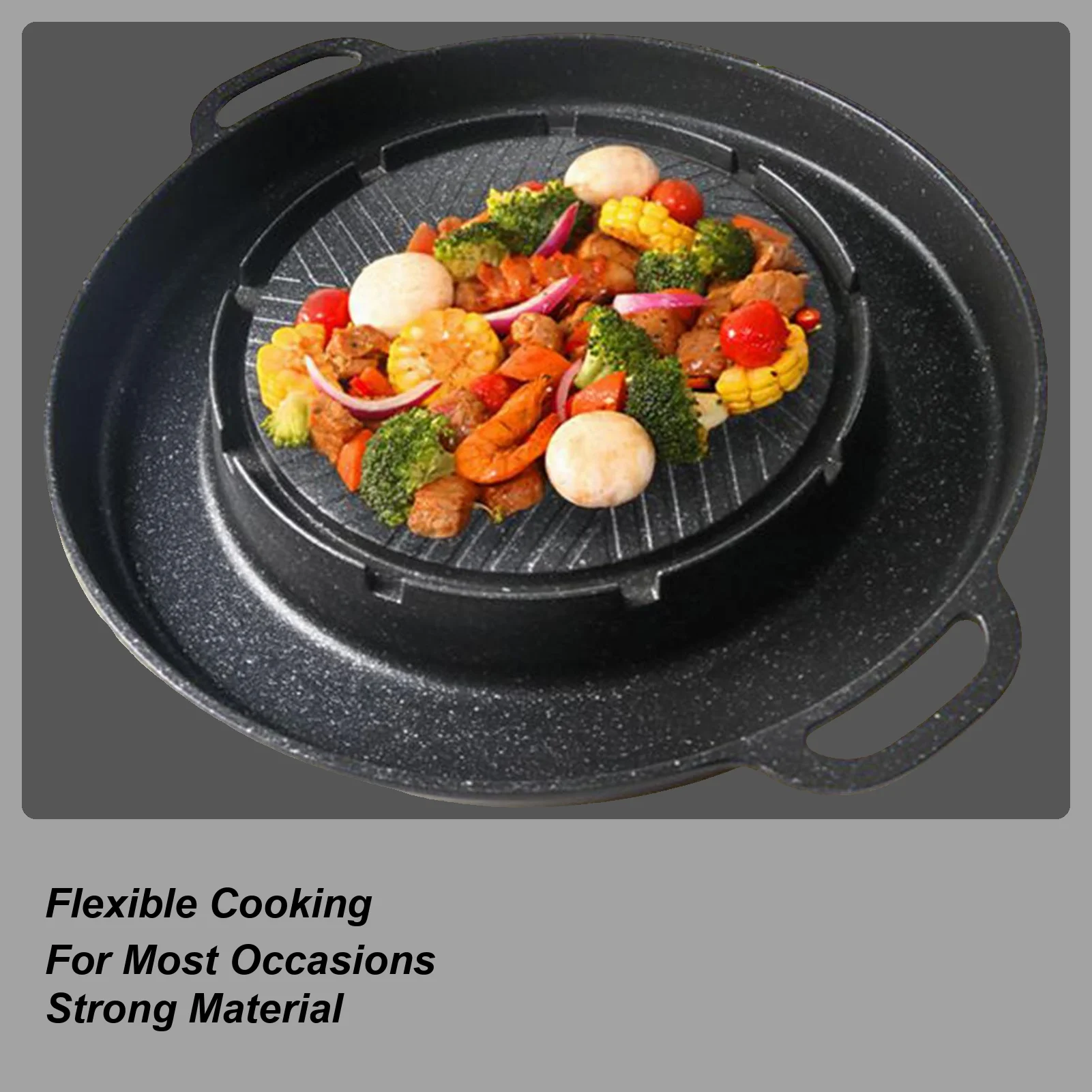 

Сковороды для гриля для плиты Hotpot 2 в 1, сковорода-гриль для приготовления пищи в помещении, портативная сковорода из алюминиевого сплава с антипригарным покрытием для духовки-гриля