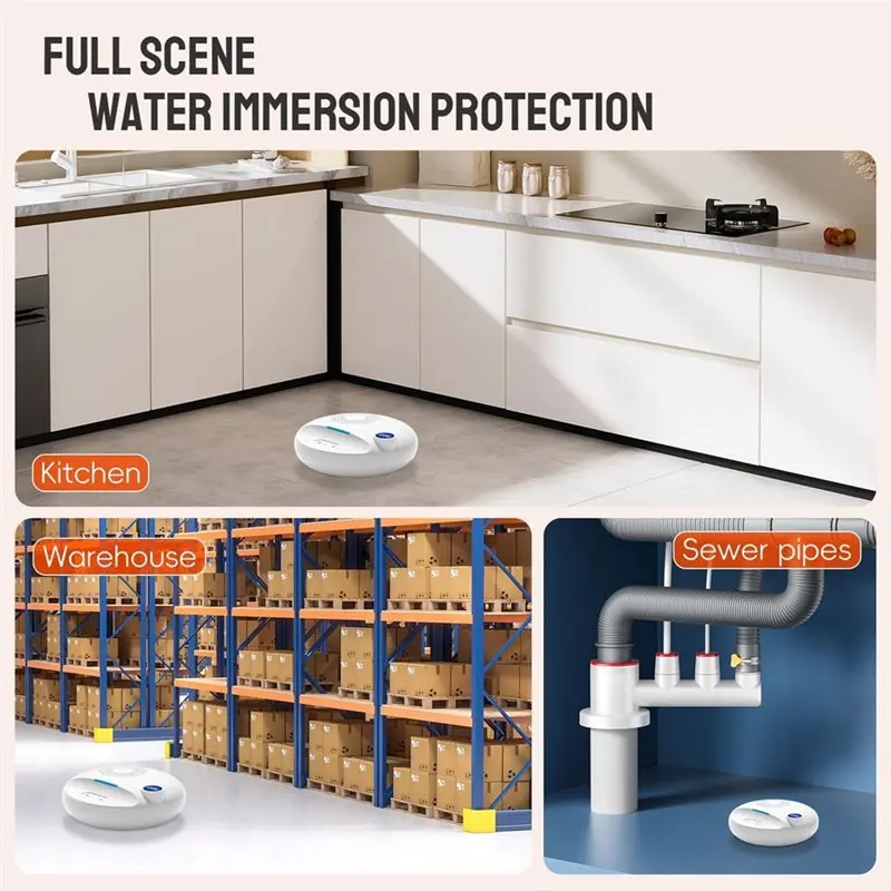 ABMF-Wireless Water Leak Detector -Works Standalone Or With Smart Hub, Loud Siren, IP67 Waterproof,For Home,Basement,Bathroom
