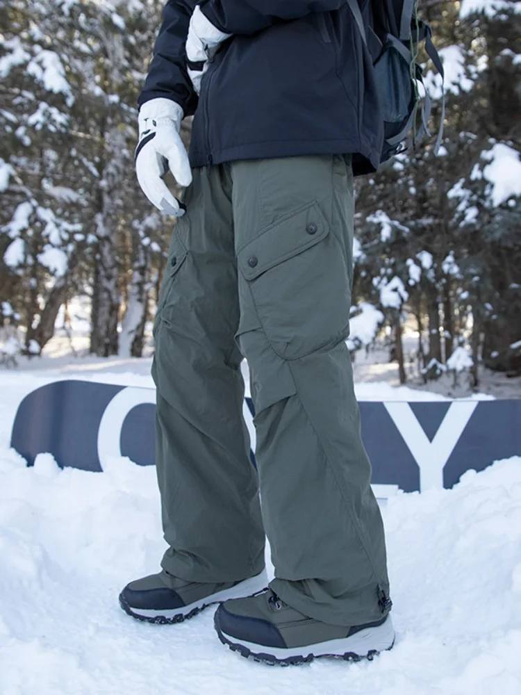 

Men's down Trousers Winter New 2024 Loose Straight Leg Workwear Pants American Sle Functional Snowboarding Pants