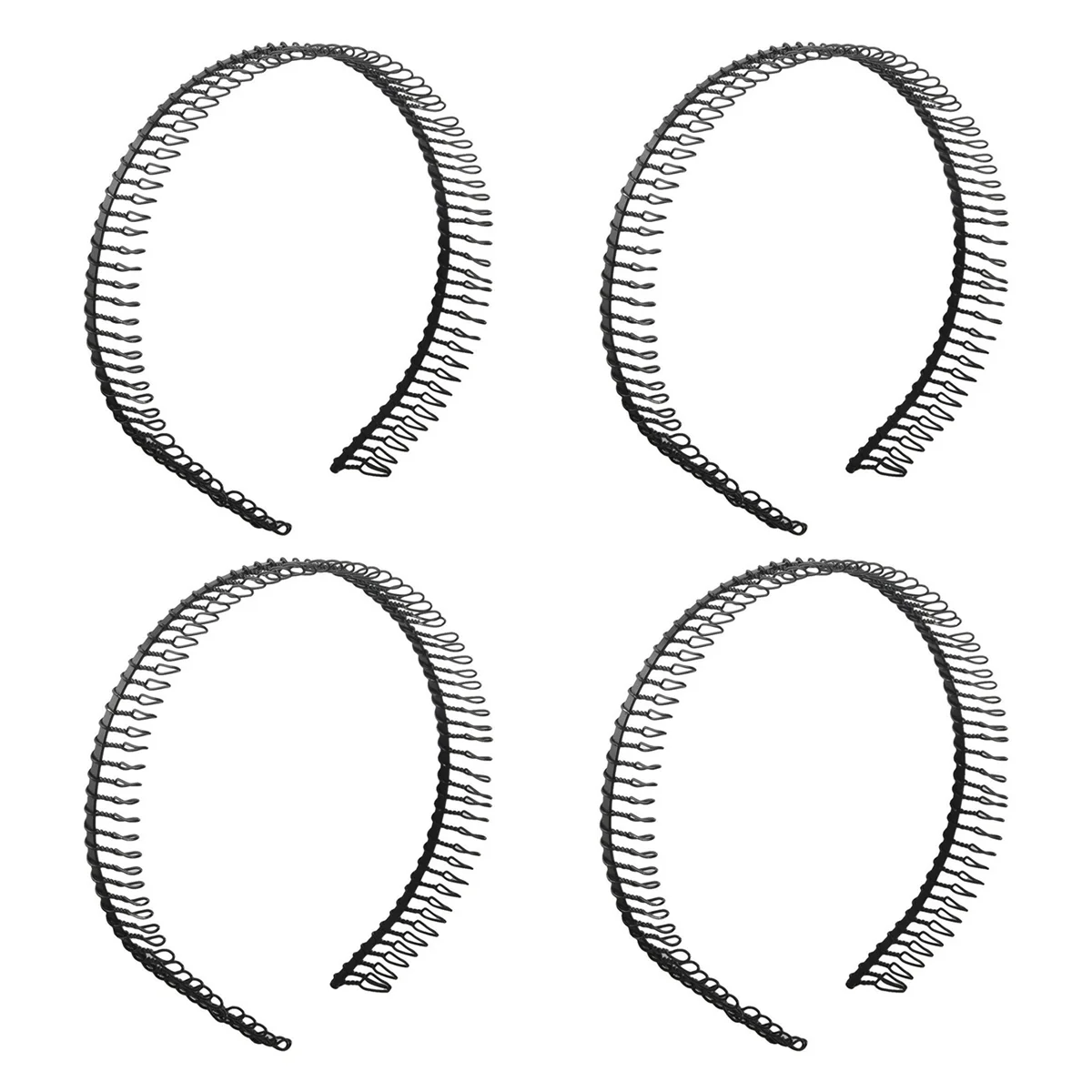 

AT42 4X Metal Teeth Comb Hairband Hair Hoop Headband Black for Woman