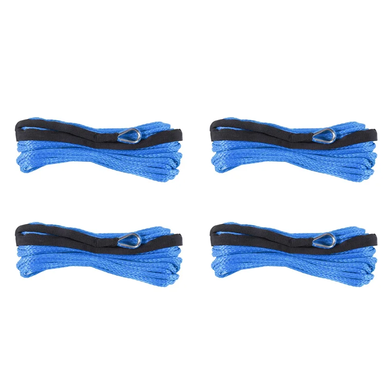 

4Pcs 3/16 Inch X 50 Inch 7700 Lbs Synthetic Winch Line Cable Rope With Protection Sleeve For ATV UTV (Blue)