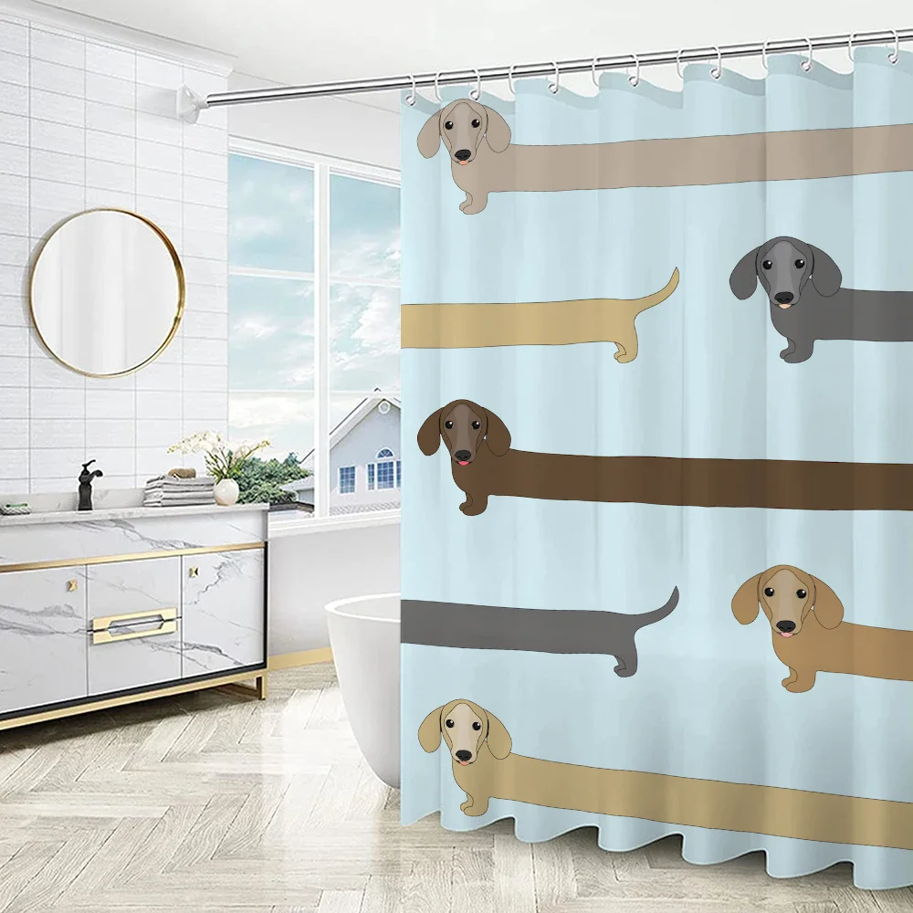 Curtains in the Bathroom Curtain for Quarto Dachshund Folding Partition Shower Accessories Bath Bedrooms Houses Rooms Waterproof