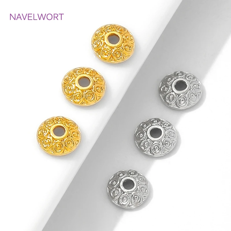7mm Round Bead Caps Spacer Beads 18K Gold Plated Brass Bead Cap For Jewelry Making Supplies DIY Bracelet Making Findings
