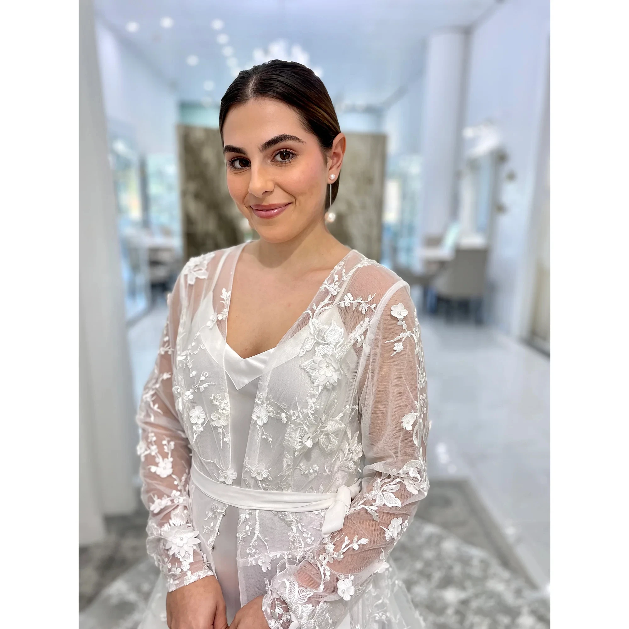 Cswdocy Lace Bride Robe Maxi Tulle Long Sleeve Lingerie Women Fotos Gowns Boudoir Bathrobe Maternity Dress For Babyshower 2027
