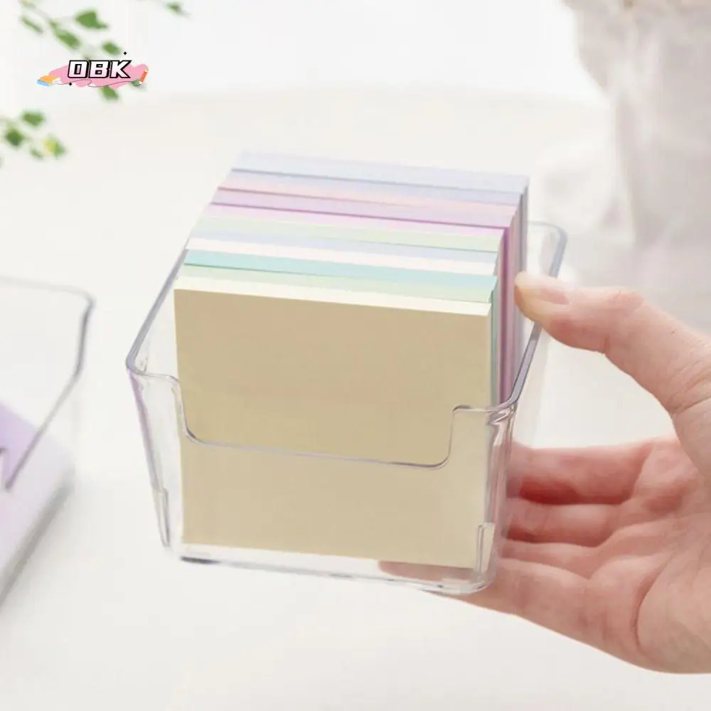 INS Chic Acrylic Note Holder Efficient Waterproof Clear Note Box Transparent Card Paper Desk Organizer Stationery Storage