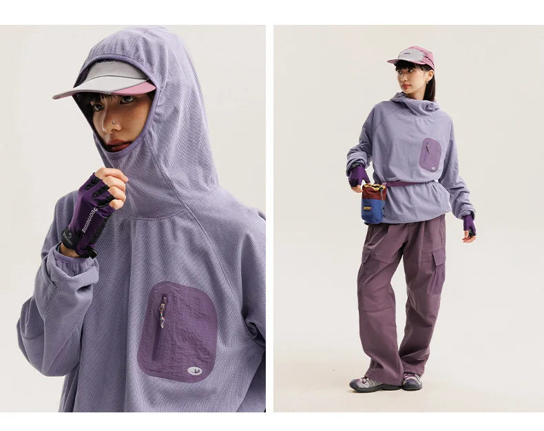 Unisex Leichtgewicht Waffelstruktur Hoodie Schnelltrocknend Langarm T-Shirt Atmungsaktiver Outdoor Sportlicher Pullover für Frühling Herbst – Detail 21