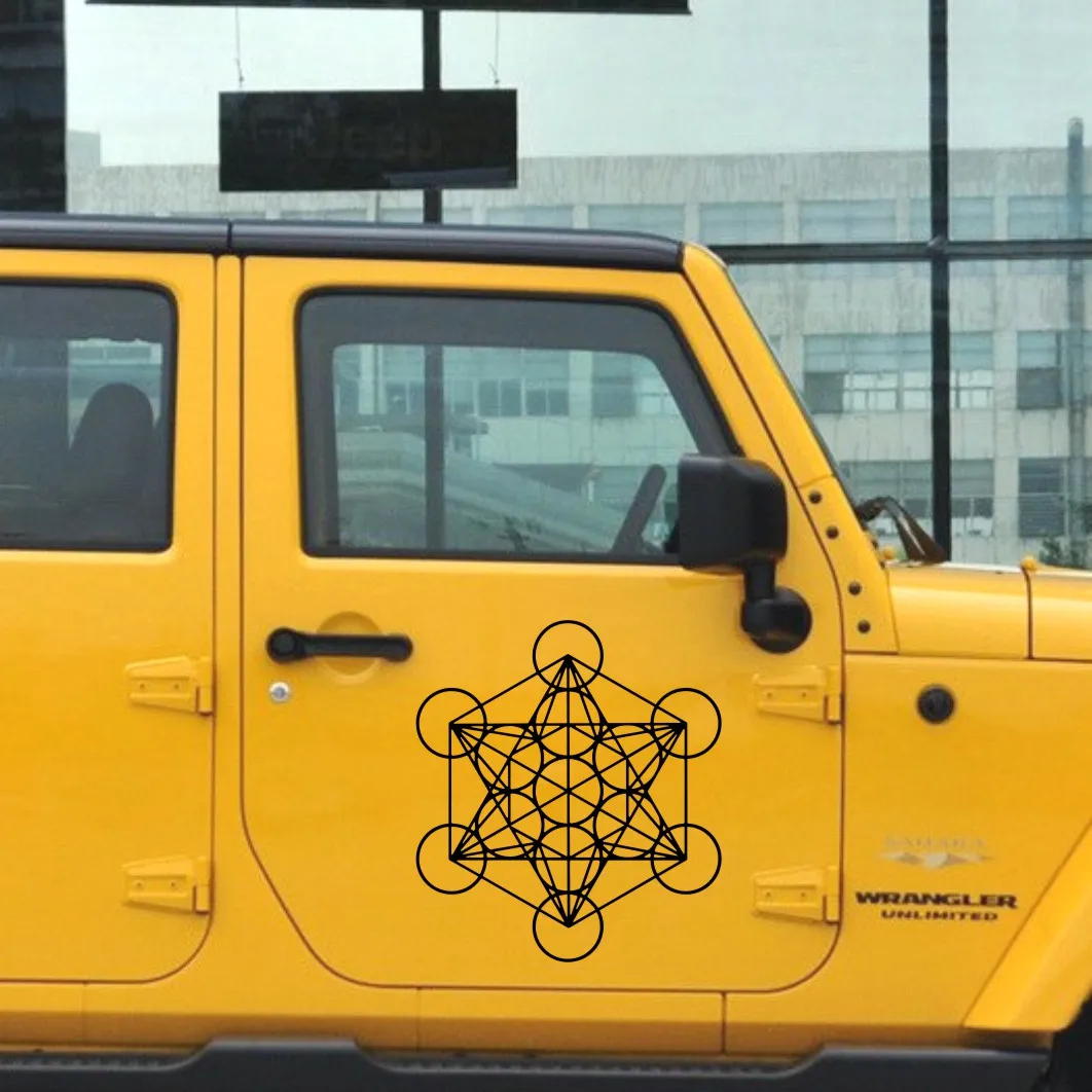 Calcomanía de geometría sagrada del cubo de Metatrón, decoración de ventana de coche, pegatina de vinilo para portátil Metatron para decoración de Apple MacBook Air/Pro