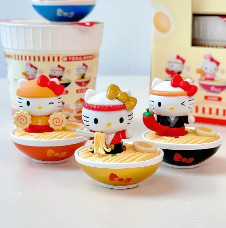 Niedliche Katzen-Nudelbecher-Blindbox Mini-Figur Ornament Desktop-Deko Überraschungs-Sammelfigur Kreatives Geschenk für Hobby-Fans