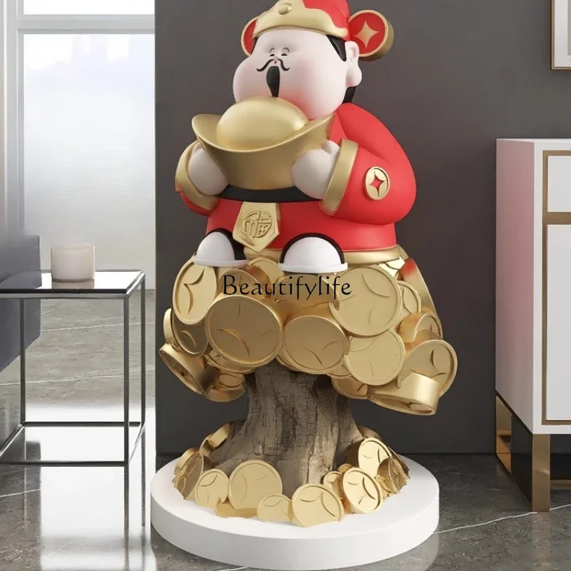 

ls 42God of wealth large floor ornament living room office light luxury gold ingot fortune tree