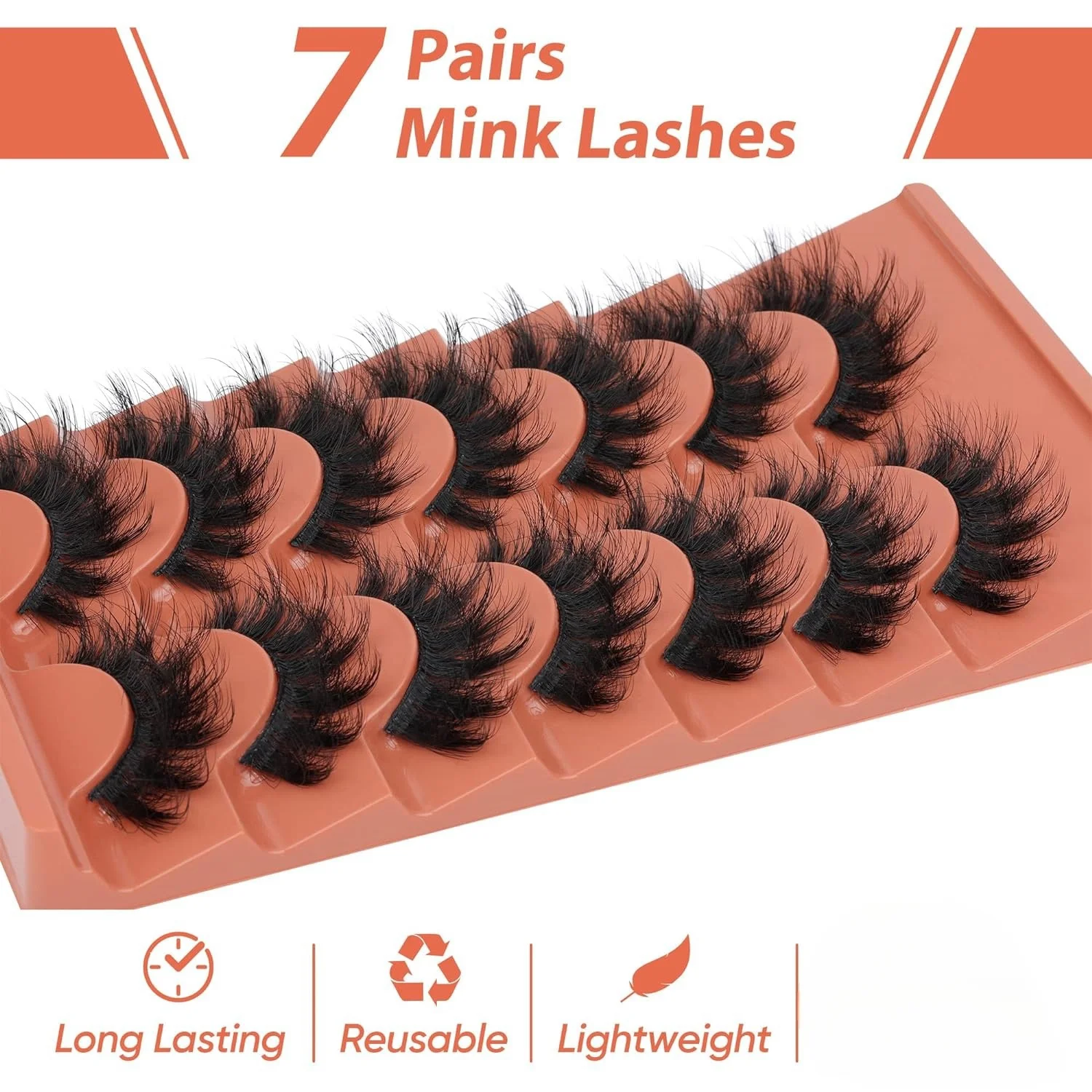 7pairs Fluffy Lashes 8D False Eyelashes 20mm Faux Mink Lashes Natural Fake Lashes Thick Volume Eyelashes Cat Eye Lashes