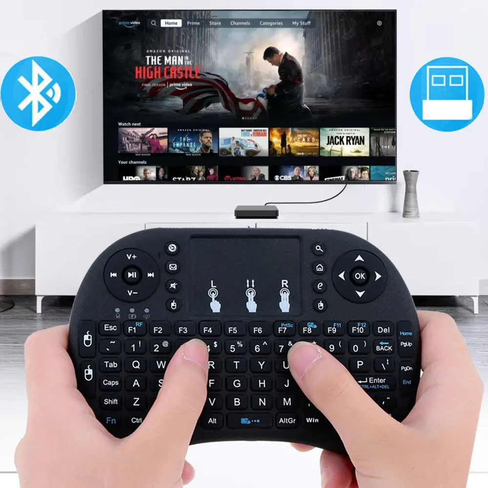 Colorful Backlit Russian Spanish Air Mouse Remote with Touchpad Mini Wireless Keyboard for Android TV Box PC Bluetooth 2.4G