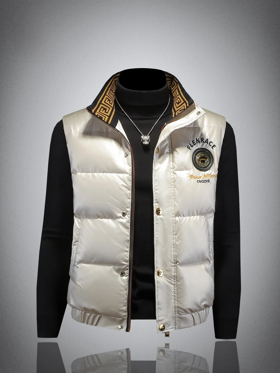 

High-End Casual Du down Vest Men's Trendy New Model 90 White Du Feather Svel down Jaet Stand Collar Outerwear