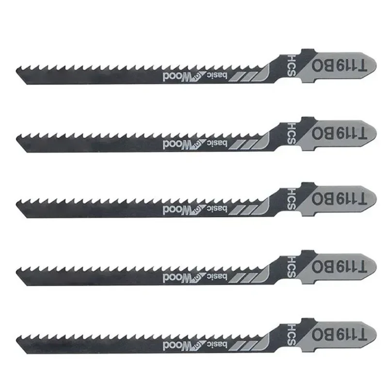 ALLGOOD 5Pcs 12TPI HCS Jig Saw Blade T-Shank Wood Cutting Jigsaw Woodworking Reciprocating Saw Blades T119BO