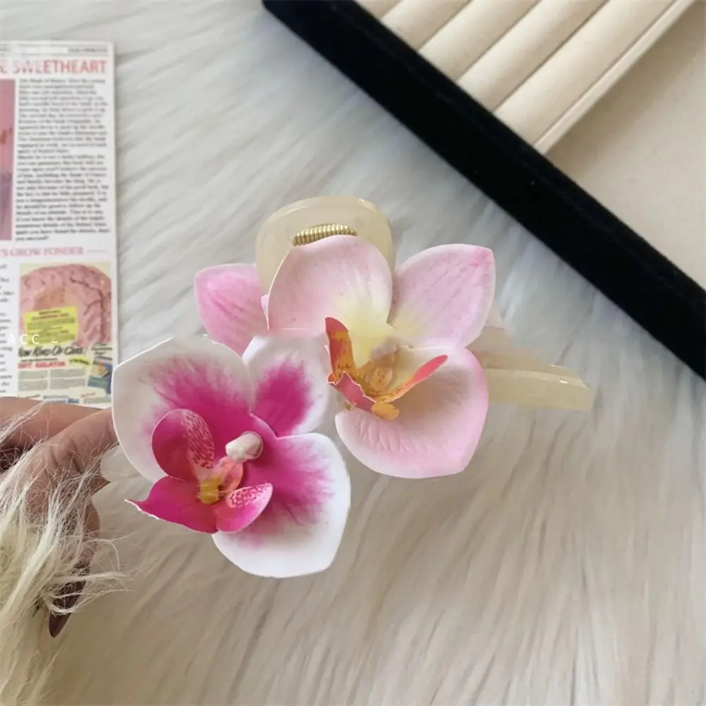 

Fashion Butterfly Orchid Flower Hair Claw Bohemia Barrettes Ponytail Clip Orchid Hair Clip Grab Clip Cloth Large Shark Clip Girl