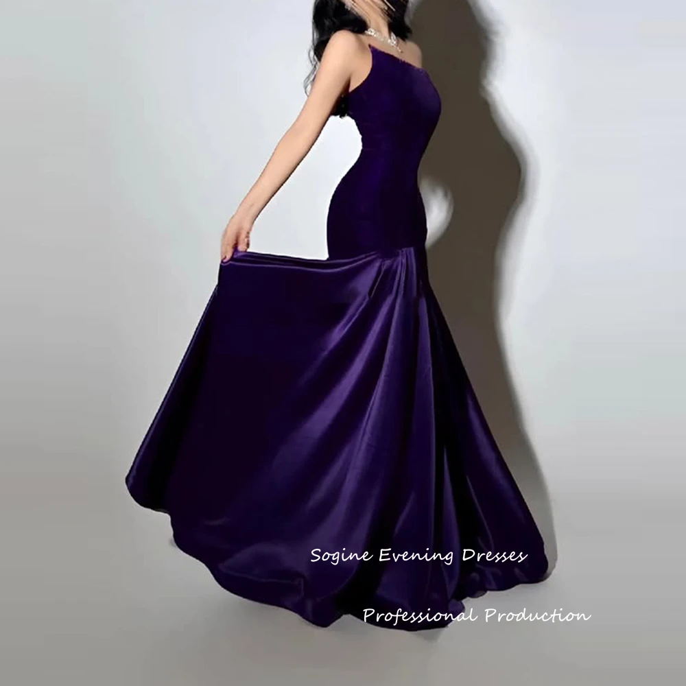 فساتين لحضور الحفلات الموسيقية الطويلة من الساتان المخملي بدون حمالات فساتين سهرة للنساء فساتين رسمية بدون أكمام على شكل حرف a لحفلات الزفاف