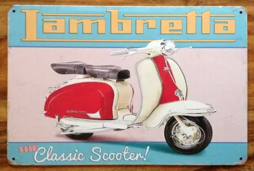 Lambretta Scooter Service Vintage Metal Sign Pub Garage Man Cave Beer Alcohol