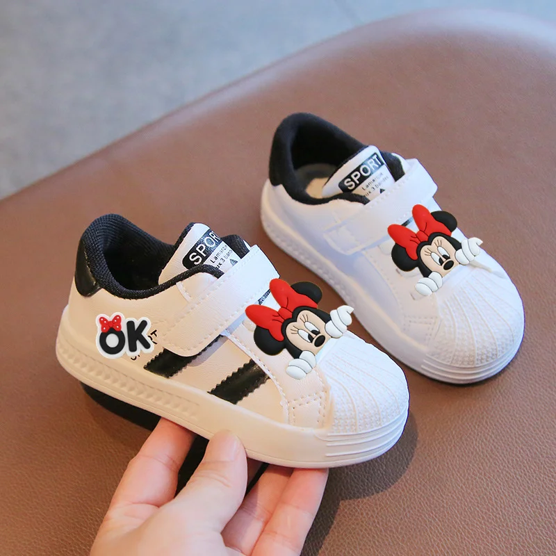 

Disney Mickey Mouse Boy Baby Board Shoes Soft Sole Spring Autumn New Children Shell Head Casual Shoes Girl Sneakers first walkes