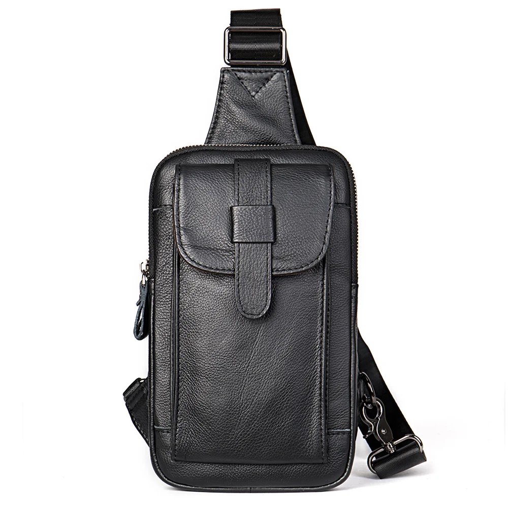 Men's Genuine Leather Chest Pack Shoulder Bag Men Sling/Sports Bag Fashionable Functional Crossbody Bags For Male