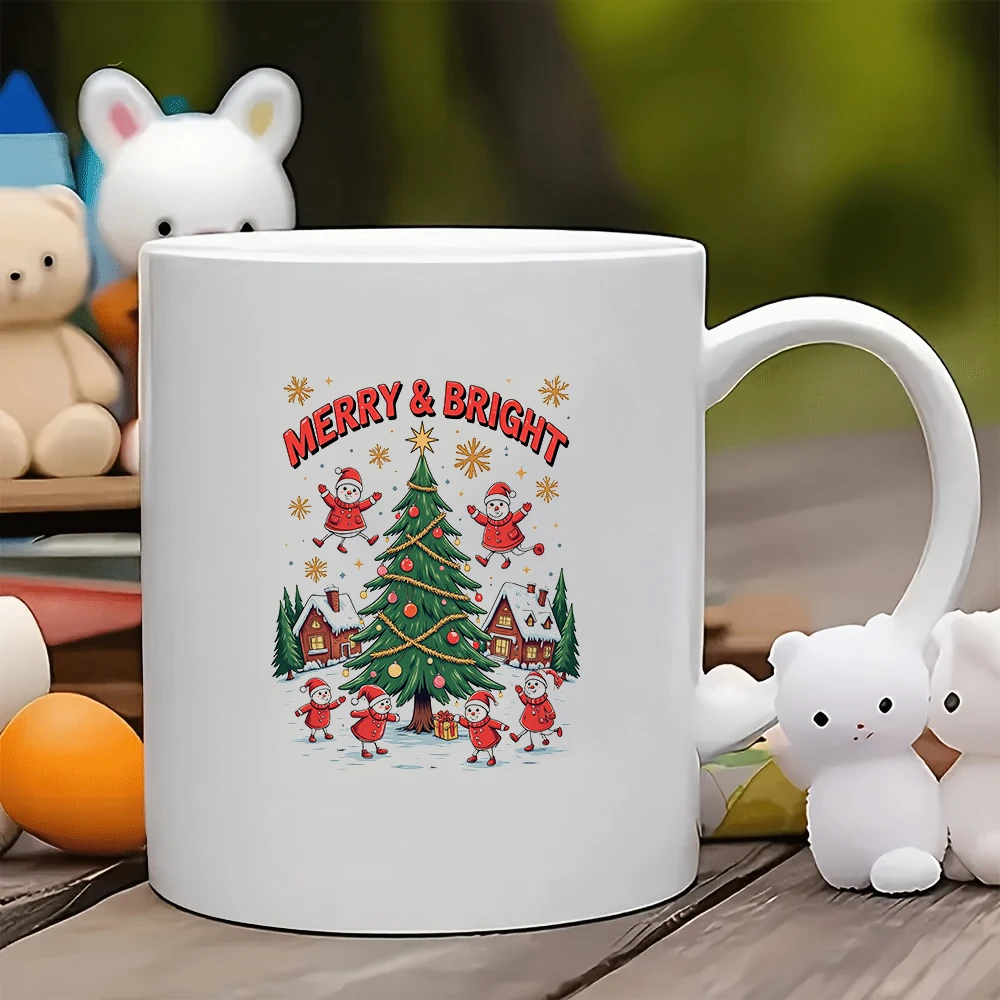 

11oz cartoon Christmas mug + Happy Bright Cup Christmas Gift Children's Cup Family Office Coffee Cup Set