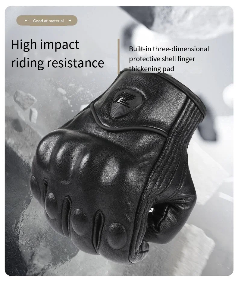 Guantes táctiles De piel De cabra auténtica para hombre, manoplas deportivas para ciclismo, carreras De motos, novedad