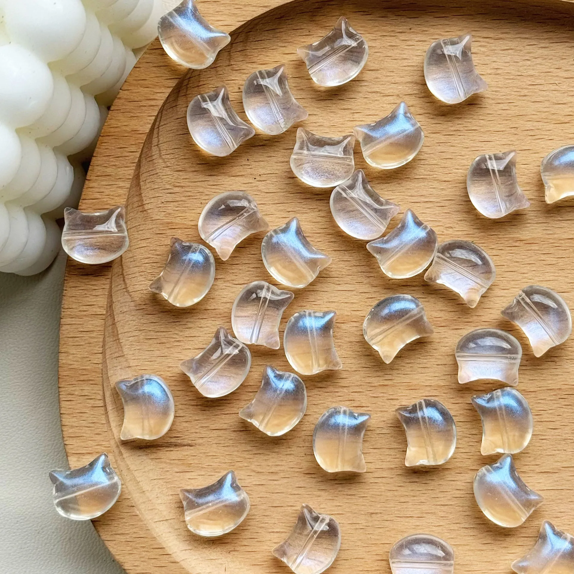 20Pcs 10x12MM Cute Cat Head Pendants Crystal Glass Loose Beads For DIY Jewelry Making Earings Necklace Supplier Bracelets Crafts