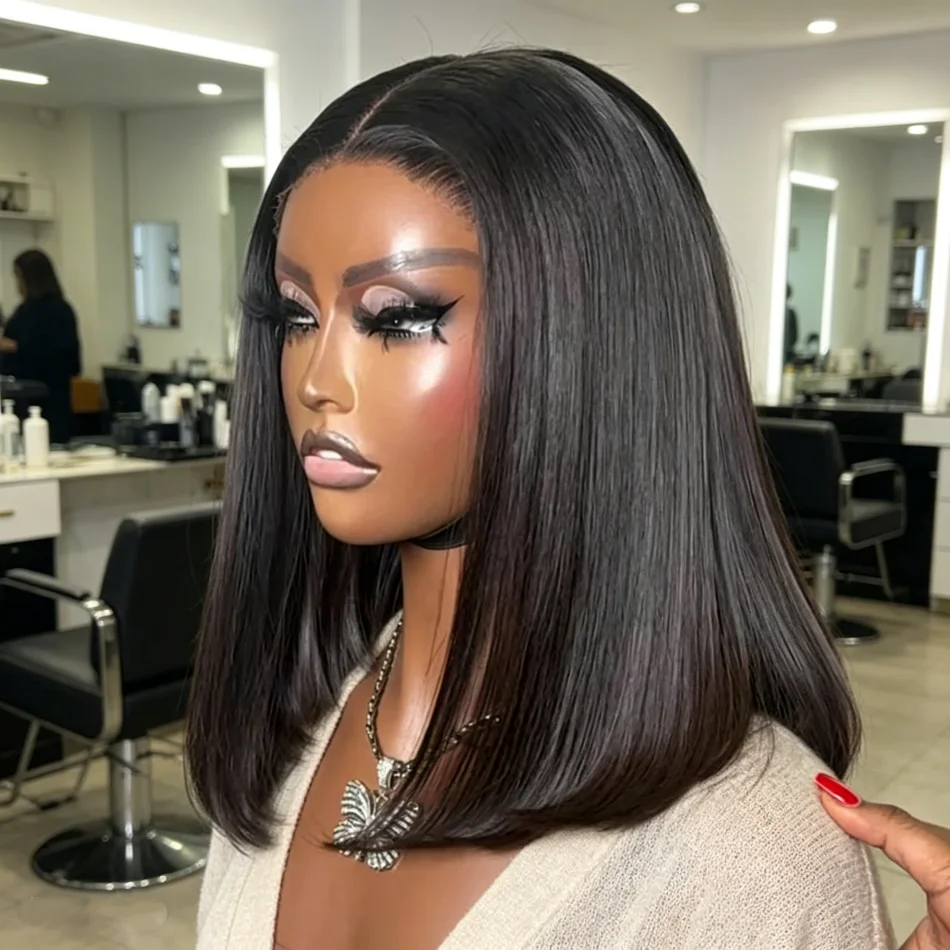 

Short Straight Bob Human Hair Wig 250 High Density Soft Remy Hair 13x4 HD Clear Lace Frontal Straight Lace Front Wig