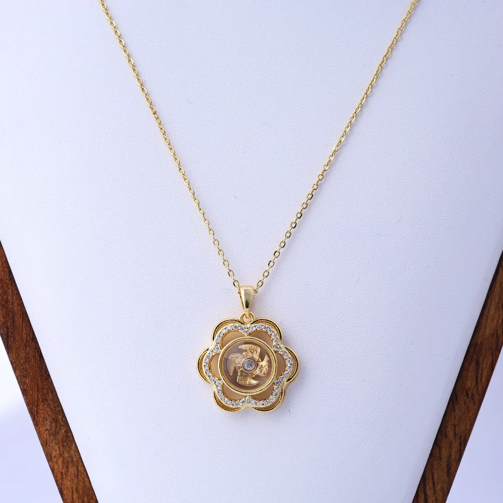 Collana girevole con diamanti intarsiati di ispirazione vintage, ciondolo gioielli unisex per una decorazione elegante