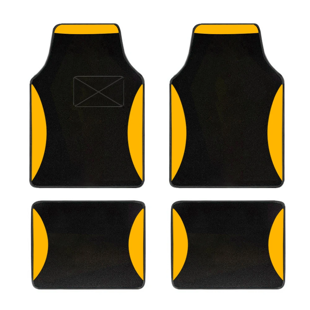 Universal 4pcs Set Fit Car Vinyl Heel Pad Carpet Floor Mats Yellow