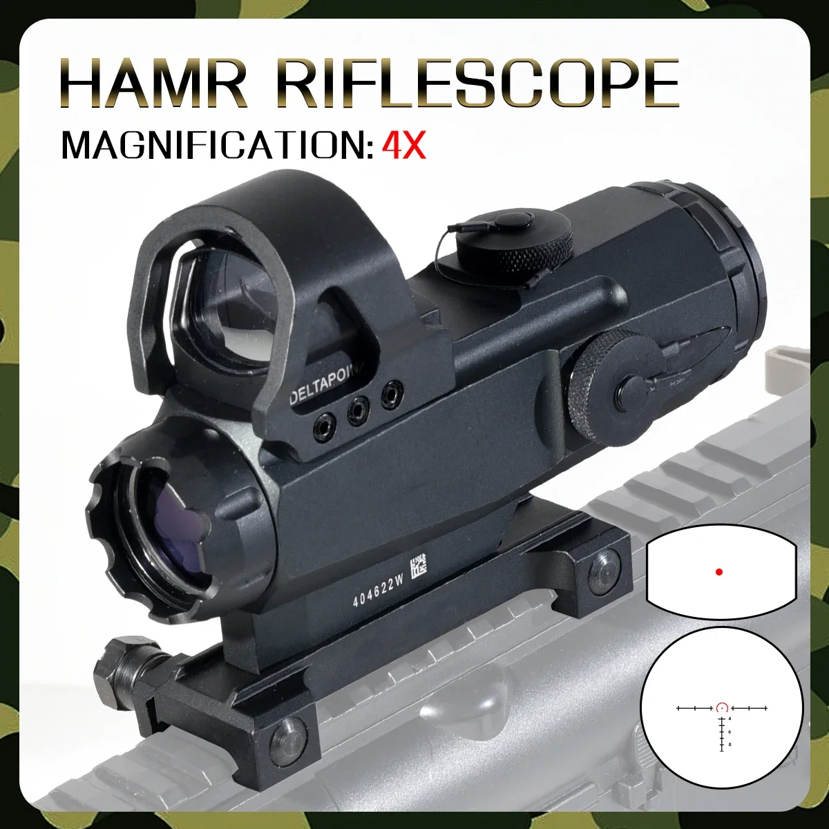 Metal HAMR Scope 4x24mm 4x Rifle Scope with 1x Red Dot Sight for Hunting Tactical Adjustable Optic Airsoft Collimator 20mm Rail