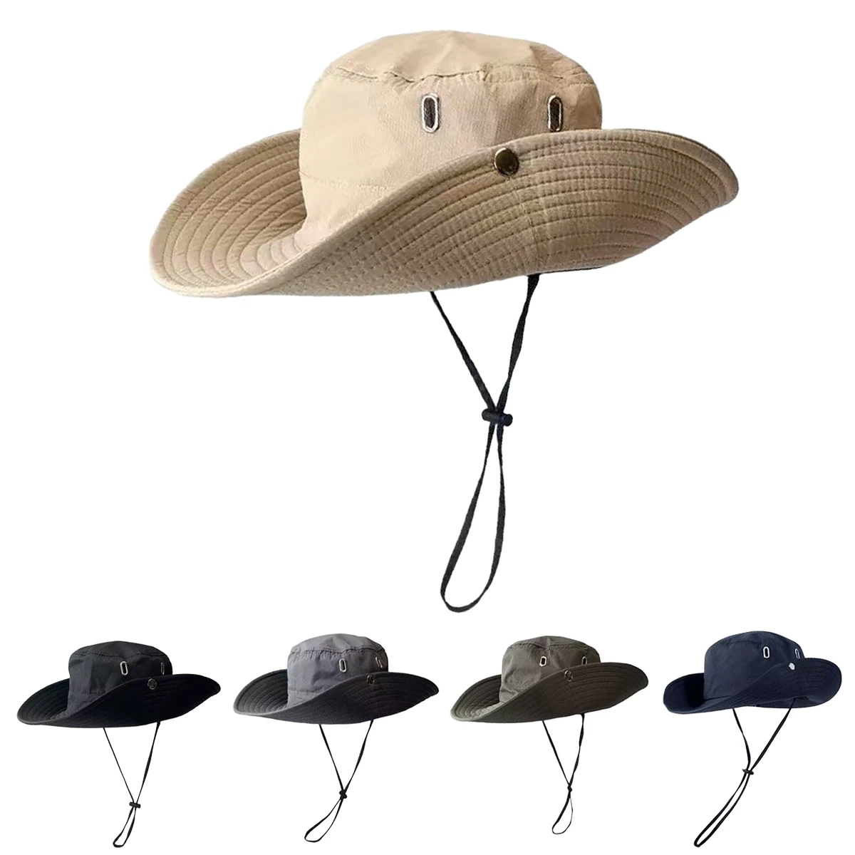 Summer Wide Brim Bucket Hat Men Breathable Fisherman Hats Fishing Hiking Climbing Outdoor Sun Protection Waterproof Bucket Cap