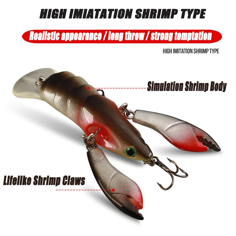 Hard Bait Crayfish Abs Material Swimbait 80mm 9g Shrimp Hard Lure With 8# Treble Hook Wobbers For Snakehead Bass Fishing Lures