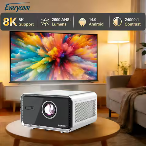 Everycom Touyinger SKY-H7 Plus Projector Full HD 1080P Support 8K 2600 ANSI Android 14 Auto Focus Home Theater Smart LED Beamer