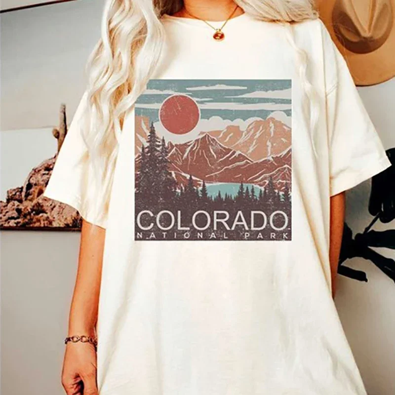 

Plus Size Women Retro Tops Mountain Forest Camping Hiking Graphic Tee Vintage Boho T-shirts Short Sleeve Adventure Cotton Tshirt