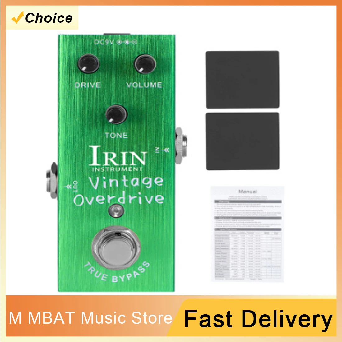 

IRIN Classic Overload Electric Guitar Effect Pedal Light Green Guitar Effector Accessories to Carry Sturdy and Durable