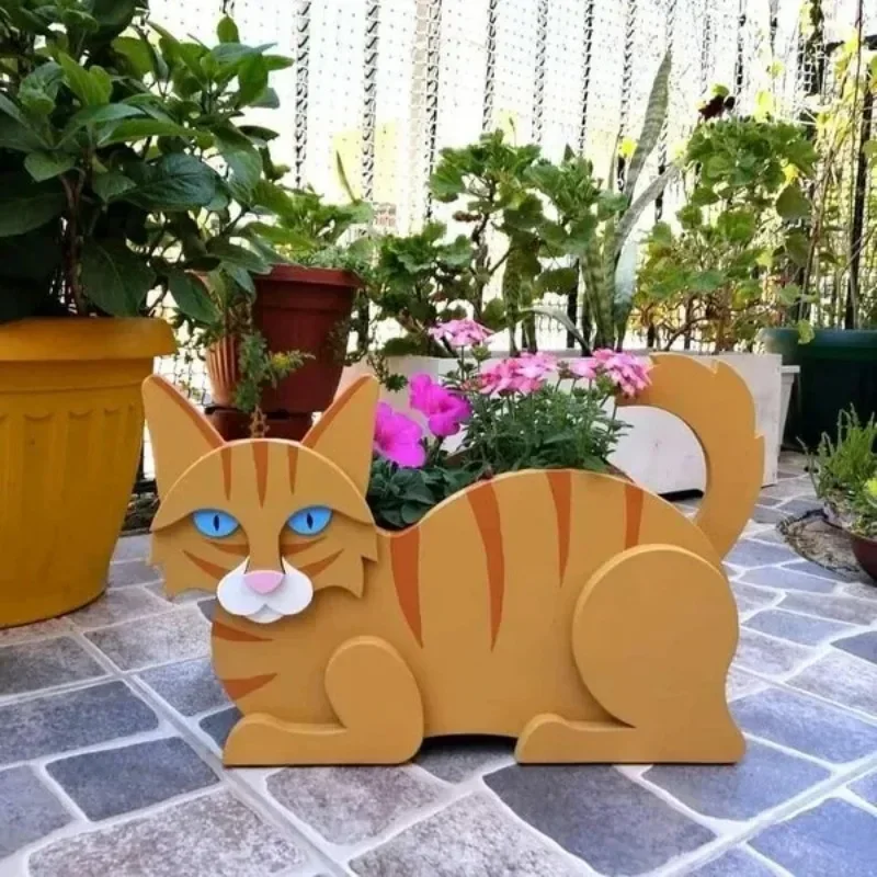 Creative Ornament Garden Art Outdoor Decoration Cat Flowerpot Pet Cat Potted Plant Courtyard Decoration Cat Creative Flowerpot