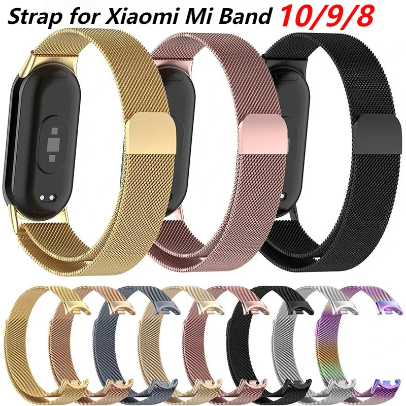 Metall Magnetische Armband Armband Für Xiaomi Band 8/9/10 Smartwatch Quick Release Armband NFC Zubehör Edelstahl Design