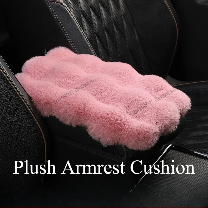 

Car Armrest Box Cover with Imitation Mink Rabbit Fur Universal Fit for Center Console ArmrestBox Winter Insulated PadAccessories