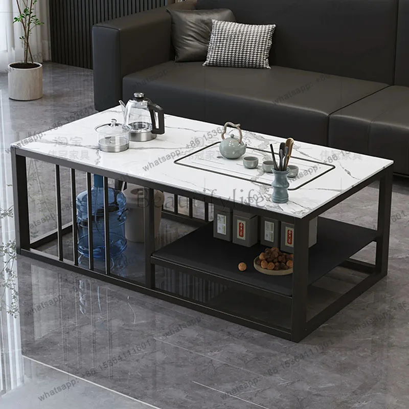 Factory Direct Sale Simple Clear Coffee Table Decoration Small Living Room Modern Storage Side Table Space Saving Industrial Meu