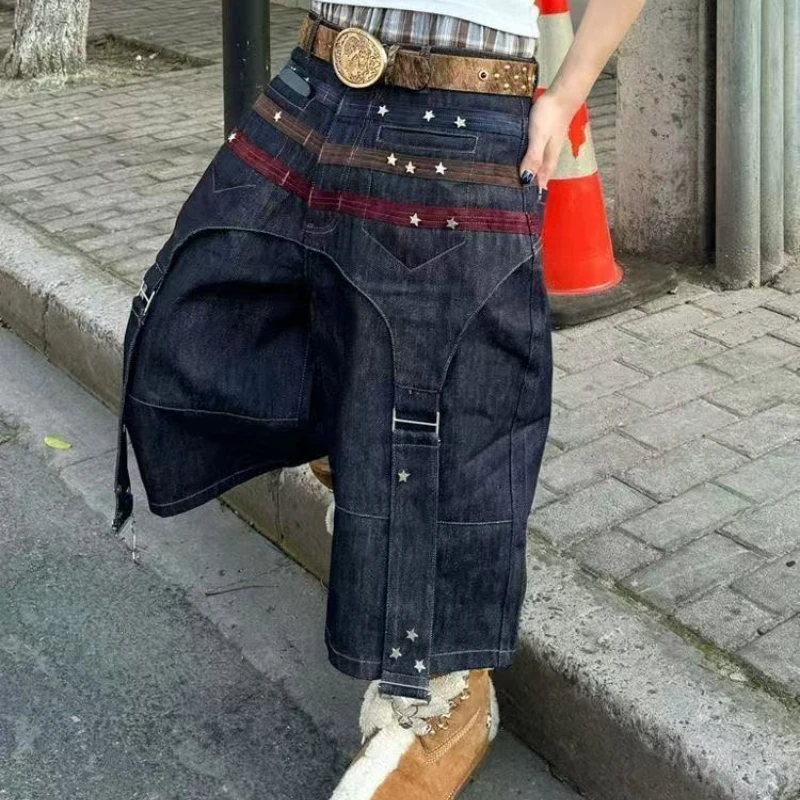 

Street Spice Nail Splicing Tooling Cropped Pants Heavy Design Jeans