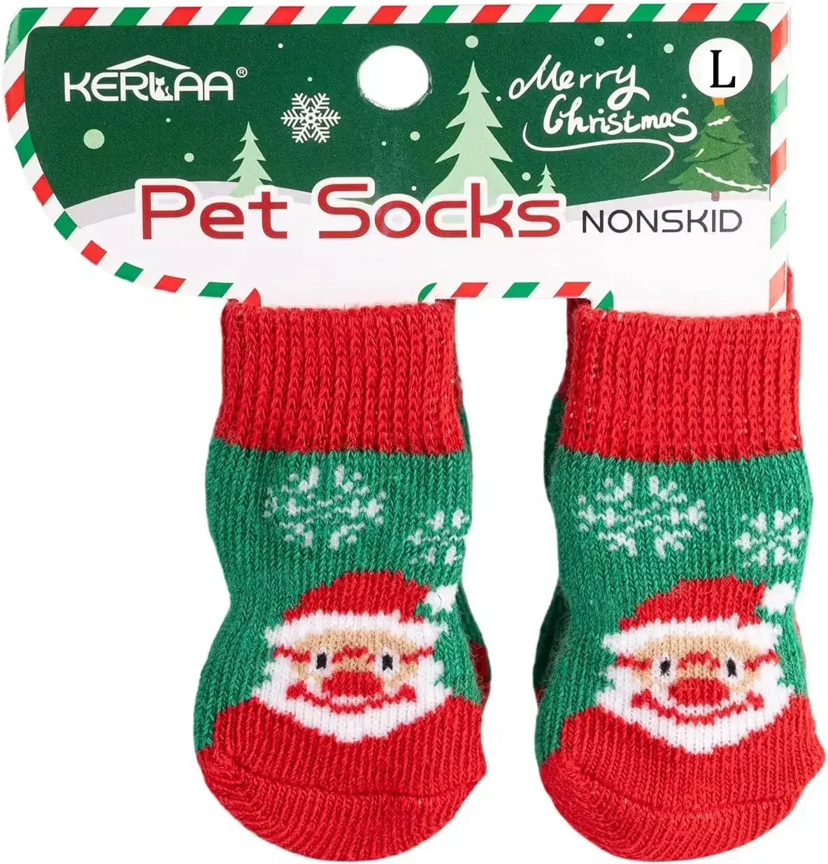 

Santa Claus Anti-Slip Soft Dog Socks Set for Hardwood Floors.Dog Christmas Pavement Prevent Licking,for Large Senior Dog