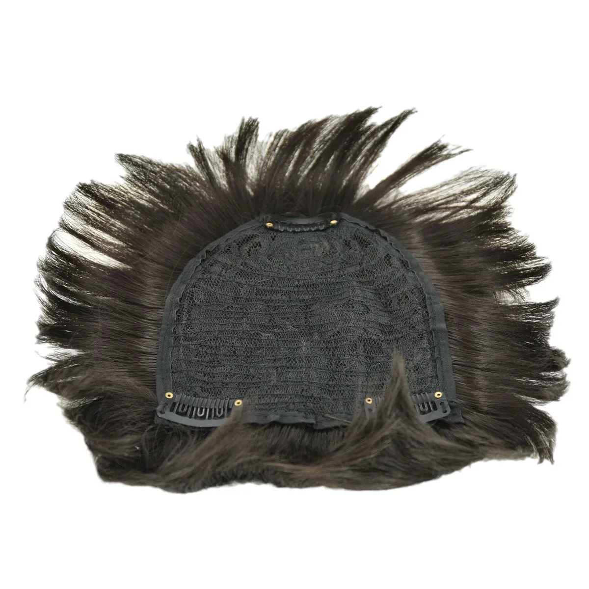 Men Clips-On Short Hair Wig Synthetic Head Top Replacement Block Natural Black Seamless Hair Patch Comfortable Hairpiece for Man