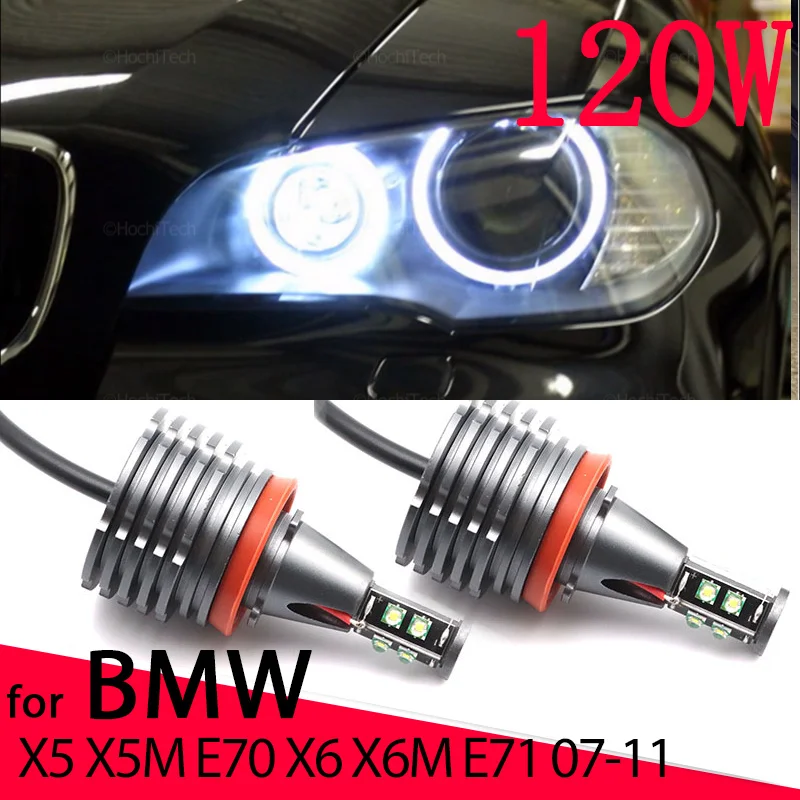 120W 6000K White H8 Error Free LED Angel Eyes Marker Lights Bulbs white for BMW X5 X5M E70 X6 X6M E71 E72 2007-2011